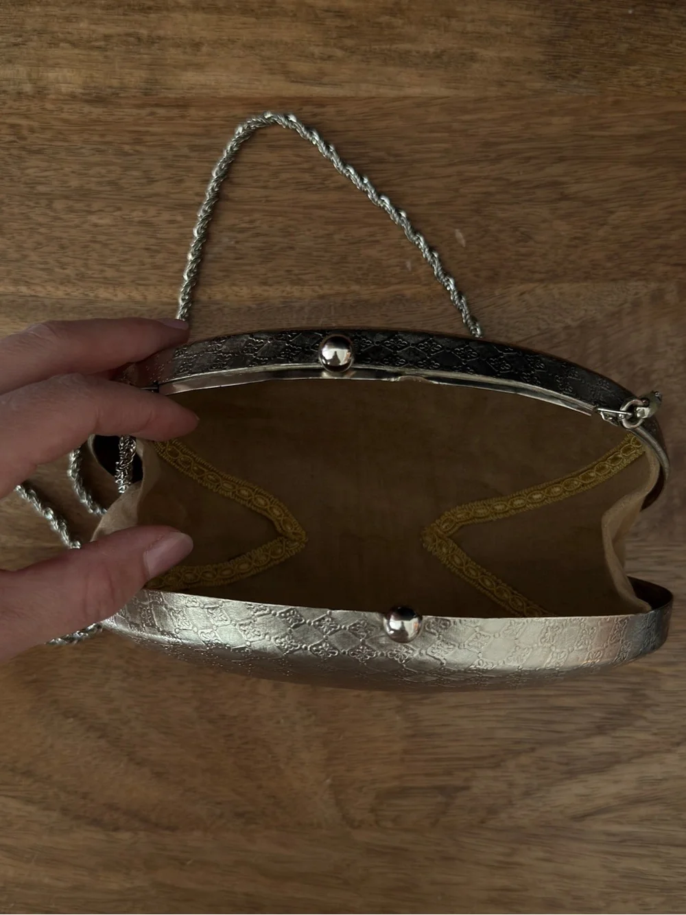 Silver Clutch with Chain - Vintage